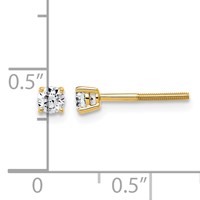 14K Yellow Gold 0.25 Carat Lab Grown Diamond VS SI+ G+ Round Complete Four Prong Lightweight Screwback Stud Earrings view 4