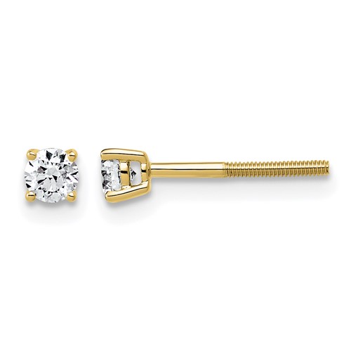 14k 1/4 carat Lab Grown Diamond VS/SI+ G+ Round Complete Four Prong Lightweight Screwback Stud Earrings