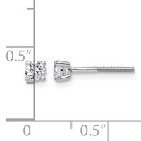 14K White Gold 0.33 Carat Lab Grown Diamond VS+ F+ Round Complete Four Prong Lightweight Screwback Stud Earrings view 2