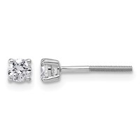 14K White Gold 0.33 Carat Lab Grown Diamond VS+ F+ Round Complete Four Prong Lightweight Screwback Stud Earrings view 1