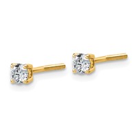 14K Yellow Gold 0.33 Carat Lab Grown Diamond VS SI+ G+ Round Complete Four Prong Lightweight Screwback Stud Earrings view 2