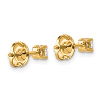 14K Yellow Gold 0.33 Carat Lab Grown Diamond VS SI+ G+ Round Complete Four Prong Lightweight Screwback Stud Earrings view 3