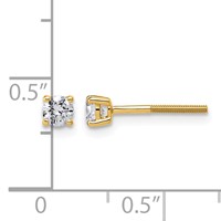 14K Yellow Gold 0.33 Carat Lab Grown Diamond VS SI+ G+ Round Complete Four Prong Lightweight Screwback Stud Earrings view 4