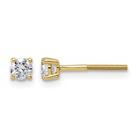 14K Yellow Gold 0.33 Carat Lab Grown Diamond VS SI+ G+ Round Complete Four Prong Lightweight Screwback Stud Earrings view 1