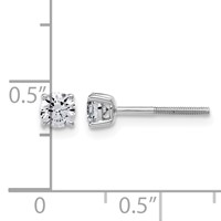 14K White Gold 0.50 Carat Lab Grown Diamond VS SI+ G+ Round Complete Four Prong Lightweight Screwback Stud Earrings view 2