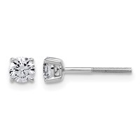 14K White Gold 0.50 Carat Lab Grown Diamond VS SI+ G+ Round Complete Four Prong Lightweight Screwback Stud Earrings view 1