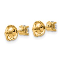 14K Yellow Gold 0.50 Carat Lab Grown Diamond VS+ F+ Round Complete Four Prong Lightweight Screwback Stud Earrings view 3