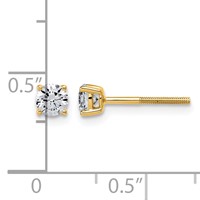 14K Yellow Gold 0.50 Carat Lab Grown Diamond VS+ F+ Round Complete Four Prong Lightweight Screwback Stud Earrings view 4