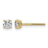 14K Yellow Gold 0.50 Carat Lab Grown Diamond VS+ F+ Round Complete Four Prong Lightweight Screwback Stud Earrings view 1