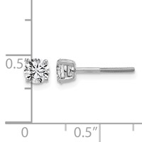 14K White Gold 0.62 Carat Lab Grown Diamond VS SI+ G+ Round Complete Four Prong Lightweight Screwback Stud Earrings view 2
