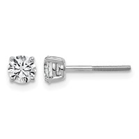 14K White Gold 0.62 Carat Lab Grown Diamond VS SI+ G+ Round Complete Four Prong Lightweight Screwback Stud Earrings view 1