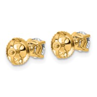 14K Yellow Gold 0.62 Carat Lab Grown Diamond VS+ F+ Round Complete Four Prong Lightweight Screwback Stud Earrings view 3