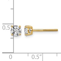 14K Yellow Gold 0.62 Carat Lab Grown Diamond VS+ F+ Round Complete Four Prong Lightweight Screwback Stud Earrings view 4