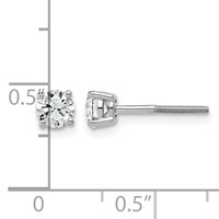 14K White Gold 0.75 Carat Lab Grown Diamond VS SI+ G+ Round Complete Four Prong Lightweight Screwback Stud Earrings view 2