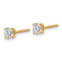 14K Yellow Gold 0.75 Carat Lab Grown Diamond VS+ F+ Round Complete Four Prong Lightweight Screwback Stud Earrings view 2