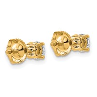 14K Yellow Gold 0.75 Carat Lab Grown Diamond VS+ F+ Round Complete Four Prong Lightweight Screwback Stud Earrings view 3