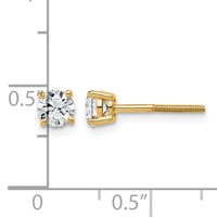14K Yellow Gold 0.75 Carat Lab Grown Diamond VS+ F+ Round Complete Four Prong Lightweight Screwback Stud Earrings view 4