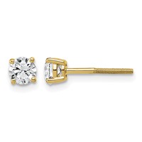 14K Yellow Gold 0.75 Carat Lab Grown Diamond VS+ F+ Round Complete Four Prong Lightweight Screwback Stud Earrings view 1
