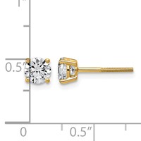 14K Yellow Gold 1 Carat Lab Grown Diamond VS+ F+ Round Complete Four Prong Lightweight Screwback Stud Earrings view 4
