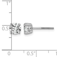 14K White Gold 1.50 Carat Lab Grown Diamond VS SI+ G+ Round Complete Four Prong Lightweight Screwback Stud Earrings view 2