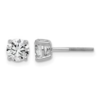 14K White Gold 1.50 Carat Lab Grown Diamond VS SI+ G+ Round Complete Four Prong Lightweight Screwback Stud Earrings view 1