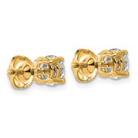 14K Yellow Gold 1.50 Carat Lab Grown Diamond VS SI+ G+ Round Complete Four Prong Lightweight Screwback Stud Earrings view 3