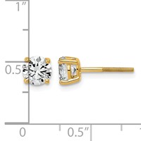 14K Yellow Gold 1.50 Carat Lab Grown Diamond VS SI+ G+ Round Complete Four Prong Lightweight Screwback Stud Earrings view 4