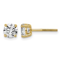 14K Yellow Gold 1.50 Carat Lab Grown Diamond VS SI+ G+ Round Complete Four Prong Lightweight Screwback Stud Earrings view 1