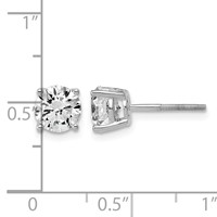 14K White Gold 2 Carat Lab Grown Diamond VS SI+ G+ Round Complete Four Prong Lightweight Screwback Stud Earrings view 2