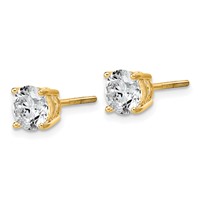 14K Yellow Gold 2 Carat Lab Grown Diamond VS SI+ G+ Round Complete Four Prong Lightweight Screwback Stud Earrings view 2