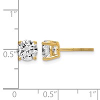 14K Yellow Gold 2 Carat Lab Grown Diamond VS SI+ G+ Round Complete Four Prong Lightweight Screwback Stud Earrings view 4