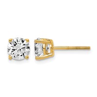 14K Yellow Gold 2 Carat Lab Grown Diamond VS SI+ G+ Round Complete Four Prong Lightweight Screwback Stud Earrings view 1