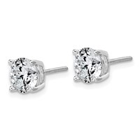 14K White Gold 4 Carat Lab Grown Diamond VS SI+ G+ Round Complete Four Prong Lightweight Screwback Stud Earrings view 2