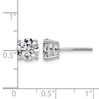 14K White Gold 3 Carat Lab Grown Diamond VS+ F+ Round Complete Four Prong Lightweight Screwback Stud Earrings view 2