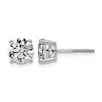 14K White Gold 3 Carat Lab Grown Diamond VS+ F+ Round Complete Four Prong Lightweight Screwback Stud Earrings view 1