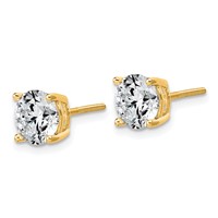 14K Yellow Gold 3 Carat Lab Grown Diamond VS SI+ G+ Round Complete Four Prong Lightweight Screwback Stud Earrings view 2