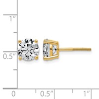 14K Yellow Gold 3 Carat Lab Grown Diamond VS SI+ G+ Round Complete Four Prong Lightweight Screwback Stud Earrings view 4