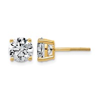 14K Yellow Gold 3 Carat Lab Grown Diamond VS SI+ G+ Round Complete Four Prong Lightweight Screwback Stud Earrings view 1