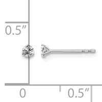 18K White Gold 0.10 Carat Lab Grown Diamond VS+ F+ Round Complete Three Prong Stud Earrings view 4