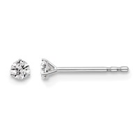 18K White Gold 0.10 Carat Lab Grown Diamond VS+ F+ Round Complete Three Prong Stud Earrings view 1