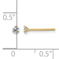18K Yellow Gold 0.10 Carat Lab Grown Diamond VS+ F+ Round Complete Three Prong Stud Earrings view 4