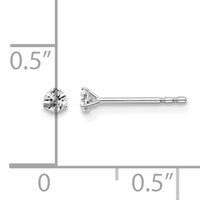 Platinum 0.10 Carat Lab Grown Diamond VS+ F+ Round Complete Three Prong Stud Earrings view 4