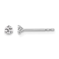 Platinum 0.10 Carat Lab Grown Diamond VS+ F+ Round Complete Three Prong Stud Earrings view 1