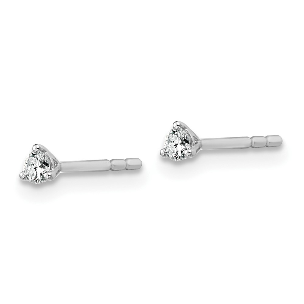 14k White Gold 1/10 carat Lab Grown Diamond VS+ F+ Round Complete Three Prong Stud Earrings (EM1007-010-WLD)