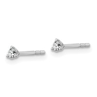14K White Gold 0.10 Carat Lab Grown Diamond VS SI+ G+ Round Complete Three Prong Stud Earrings view 2