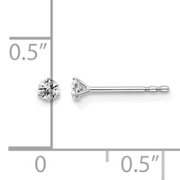 14K White Gold 0.10 Carat Lab Grown Diamond VS SI+ G+ Round Complete Three Prong Stud Earrings view 3