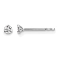 14K White Gold 0.10 Carat Lab Grown Diamond VS SI+ G+ Round Complete Three Prong Stud Earrings view 1
