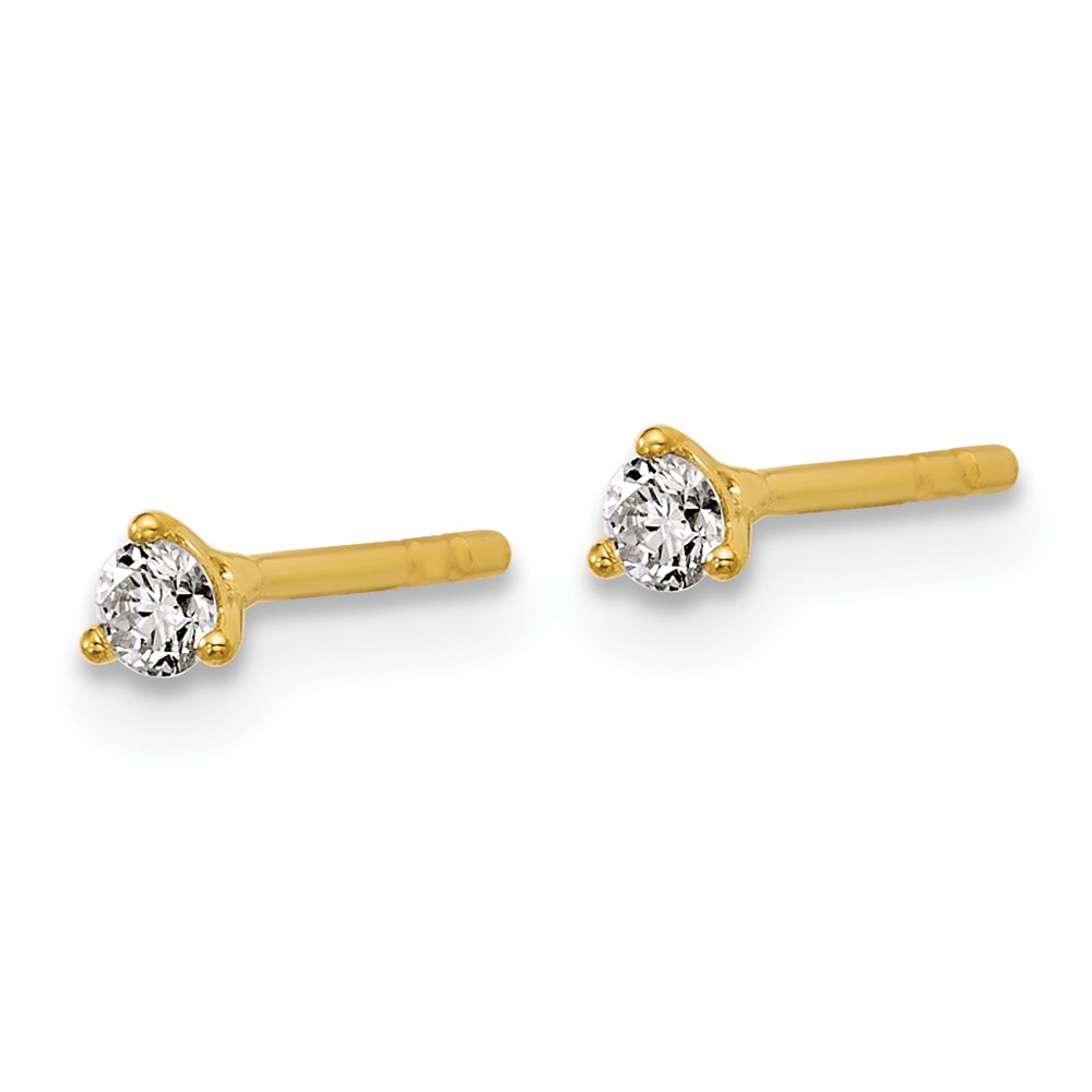 14k 1/10 carat Lab Grown Diamond VS/SI+ G+ Round Complete Three Prong Stud Earrings (EM1007-010-LG)