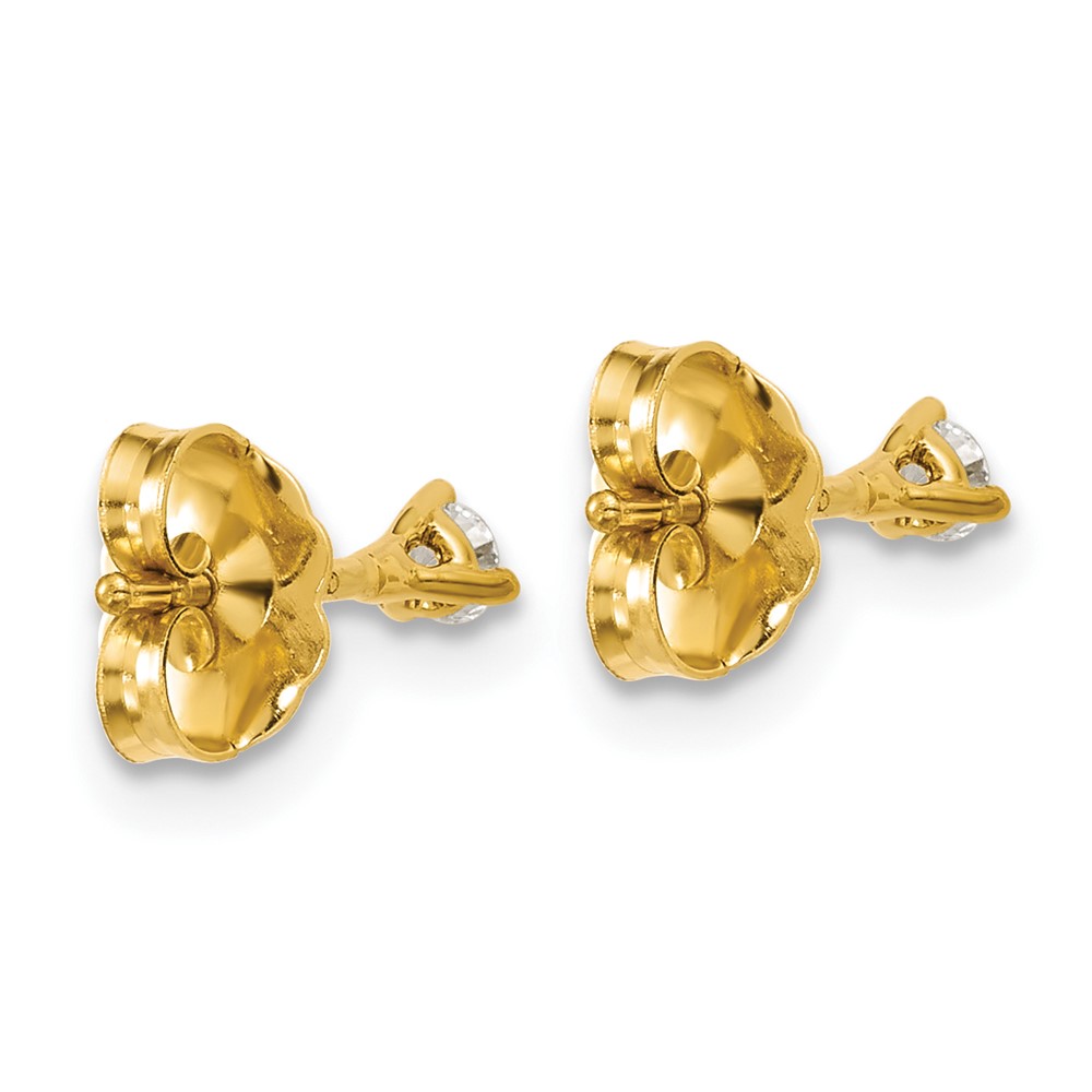 14k 1/10 carat Lab Grown Diamond VS/SI+ G+ Round Complete Three Prong Stud Earrings (EM1007-010-LG)