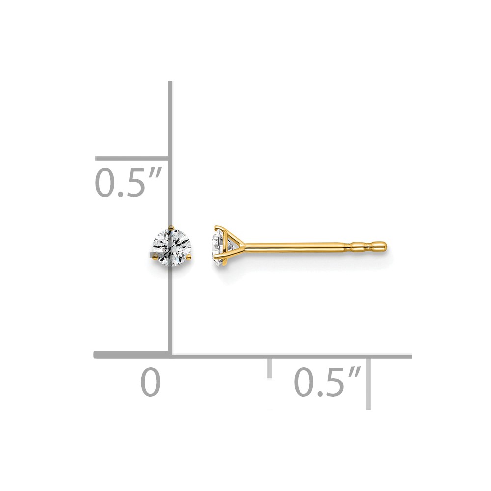 14k 1/10 carat Lab Grown Diamond VS/SI+ G+ Round Complete Three Prong Stud Earrings (EM1007-010-LG)